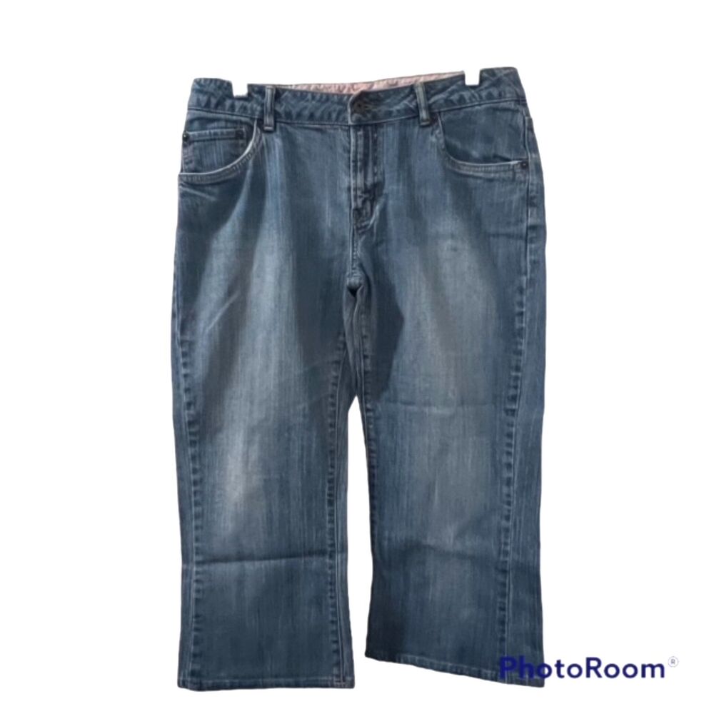 Levis 517 Girls Plus Jeans 18 1/2 Blue Stretch Flare Capri Cropped Y2K